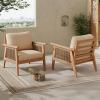 Christopher Knight Home Aldo Wooden Lounge Chair Outdoor Set of 2, Acacia Wood Accent Chair for Garden/Balcony/Backyard, Patio Furniture Set Armchair, Teak+Beige