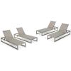 Christopher Knight Home Chloe Outdoor Mesh Chaise Lounge with Aluminum Frame, 4-Pcs Set, Grey / Silver
