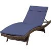 Christopher Knight Home Lakeport Outdoor Wicker Adjustable Chaise Lounge, Brown / Navy