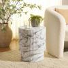Christopher Knight Home Parson Patio Lightweight Concrete Round Coffee Table, Indoor and Outdoor Table for Garden/Backyard/Poolside/Balcony Cafeteria, MGO Outdoor Side Table with No Assembly, White(Marble)