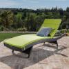 Christopher Knight Home Salem Outdooor Wicker Adjustable Chaise Lounge with Cushion, Multibrown / Bright Green