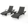 Christopher Knight Home Salem Outdoor Arm Chaise Lounges with Wicker Side Table, 2-Pcs Set, Grey