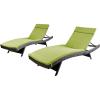 Christopher Knight Home Salem Outdoor Wicker Adjustable Chaise Lounges with Cushions, 2-Pcs Set, Multibrown / Bright Green(Multibrown / Bright Green)