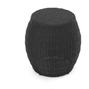 Christopher Knight Home Canary Outdoor Wicker 14″ Side Table, Grey(Black)