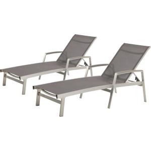Christopher Knight Home Joy Outdoor Mesh and Aluminum Chaise Lounge (Set of 2), Gray