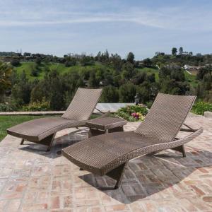 Christopher Knight Home Salem Chaise Lounge Set, Mixed Mocha Wicker