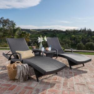 Christopher Knight Home Salem Chaise Lounge Set, Multibrown Wicker