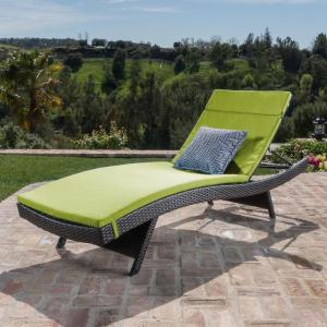 Christopher Knight Home Salem Outdooor Wicker Adjustable Chaise Lounge with Cushion, Multibrown / Bright Green
