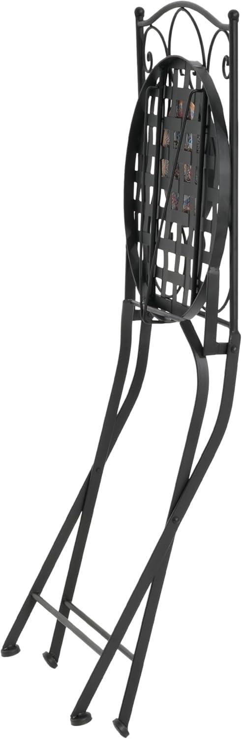 image:imageChristopher Knight Home Dorin Patio Ceramic Tile and Iron Frame Bistro Set 2Seater Round Top TableChairs Set for GardenBalcony Poolside Foldable Chat Set with Iron Mesh Seating Design BlackRed