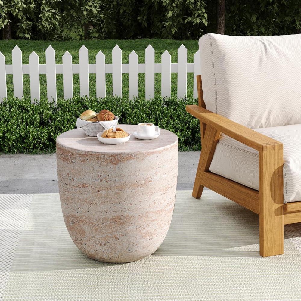 image:imageChristopher Knight Home Jaym 205 H Indoor Outdoor Accent Side Table Patio Decorative End Table Round Top Lightweight Concrete Garden Stool for Patio Balcony amp Garden Decor TravertineTravertine barrel