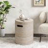 Christopher Knight Home Jaym 20.5″ H Indoor Outdoor Accent Side Table, Patio Decorative End Table, Round Top Lightweight Concrete Garden Stool for Patio Balcony & Garden Decor, Travertine(Travertine round)