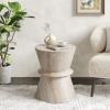 Christopher Knight Home Jaym 20.5″ H Indoor Outdoor Accent Side Table, Patio Decorative End Table, Round Top Lightweight Concrete Garden Stool for Patio Balcony & Garden Decor, Travertine(Travertine hourglass)