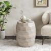 Christopher Knight Home Jaym 20.5″ H Indoor Outdoor Accent Side Table, Patio Decorative End Table, Round Top Lightweight Concrete Garden Stool for Patio Balcony & Garden Decor, Travertine(Travertine polygon)
