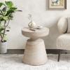 Christopher Knight Home Jaym 20.5″ H Indoor Outdoor Accent Side Table, Patio Decorative End Table, Round Top Lightweight Concrete Garden Stool for Patio Balcony & Garden Decor, Travertine(Travertine round Top)