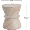 Christopher Knight Home Jaym 20.5″ H Indoor Outdoor Accent Side Table, Patio Decorative End Table, Round Top Lightweight Concrete Garden Stool for Patio Balcony & Garden Decor, Travertine(Travertine hourglass)