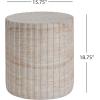 Christopher Knight Home Jaym 20.5″ H Indoor Outdoor Accent Side Table, Patio Decorative End Table, Round Top Lightweight Concrete Garden Stool for Patio Balcony & Garden Decor, Travertine(Travertine gear)
