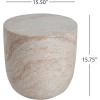 Christopher Knight Home Jaym 20.5″ H Indoor Outdoor Accent Side Table, Patio Decorative End Table, Round Top Lightweight Concrete Garden Stool for Patio Balcony & Garden Decor, Travertine(Travertine barrel)