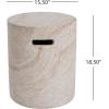 Christopher Knight Home Jaym 20.5″ H Indoor Outdoor Accent Side Table, Patio Decorative End Table, Round Top Lightweight Concrete Garden Stool for Patio Balcony & Garden Decor, Travertine(Travertine round)