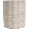 Christopher Knight Home Jaym 20.5″ H Indoor Outdoor Accent Side Table, Patio Decorative End Table, Round Top Lightweight Concrete Garden Stool for Patio Balcony & Garden Decor, Travertine(Travertine wave Cylinder)