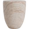 Christopher Knight Home Jaym 20.5″ H Indoor Outdoor Accent Side Table, Patio Decorative End Table, Round Top Lightweight Concrete Garden Stool for Patio Balcony & Garden Decor, Travertine(Travertine tapered Cylinder)