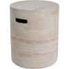 Christopher Knight Home Jaym 20.5″ H Indoor Outdoor Accent Side Table, Patio Decorative End Table, Round Top Lightweight Concrete Garden Stool for Patio Balcony & Garden Decor, Travertine(Travertine round)