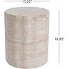 Christopher Knight Home Jaym 20.5″ H Indoor Outdoor Accent Side Table, Patio Decorative End Table, Round Top Lightweight Concrete Garden Stool for Patio Balcony & Garden Decor, Travertine(Travertine wave Cylinder)