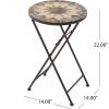 Christopher Knight Home Silvester Outdoor Stone Side Table with Iron Frame, Beige / Black(Stone Side Table)