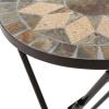 Christopher Knight Home Silvester Outdoor Stone Side Table with Iron Frame, Beige / Black(Stone Side Table)