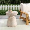 Christopher Knight Home Jaym 20.5″ H Indoor Outdoor Accent Side Table, Patio Decorative End Table, Round Top Lightweight Concrete Garden Stool for Patio Balcony & Garden Decor, Travertine(Travertine round Top)