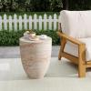 Christopher Knight Home Jaym 20.5″ H Indoor Outdoor Accent Side Table, Patio Decorative End Table, Round Top Lightweight Concrete Garden Stool for Patio Balcony & Garden Decor, Travertine(Travertine tapered Cylinder)