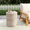 Christopher Knight Home Jaym 20.5″ H Indoor Outdoor Accent Side Table, Patio Decorative End Table, Round Top Lightweight Concrete Garden Stool for Patio Balcony & Garden Decor, Travertine(Travertine gear)