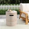 Christopher Knight Home Jaym 20.5″ H Indoor Outdoor Accent Side Table, Patio Decorative End Table, Round Top Lightweight Concrete Garden Stool for Patio Balcony & Garden Decor, Travertine(Travertine round)