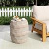 Christopher Knight Home Jaym 20.5″ H Indoor Outdoor Accent Side Table, Patio Decorative End Table, Round Top Lightweight Concrete Garden Stool for Patio Balcony & Garden Decor, Travertine(Travertine polygon)