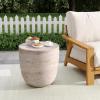 Christopher Knight Home Jaym 20.5″ H Indoor Outdoor Accent Side Table, Patio Decorative End Table, Round Top Lightweight Concrete Garden Stool for Patio Balcony & Garden Decor, Travertine(Travertine barrel)