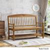 Christopher Knight Home Eddie Indoor Farmhouse Acacia Wood Bench with Shelf, Teak Finish