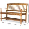 Christopher Knight Home Eddie Indoor Farmhouse Acacia Wood Bench with Shelf, Teak Finish