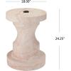 Christopher Knight Home Ravello 18″ Lightweight Concrete End Table, Indoor Outdoor Accent Table, Round Side Table with Natural Travertine Effect and Umbrella Base, Patio Outdoor Side Table, Natural