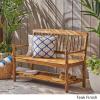 Great Deal Furniture Christopher Knight Home Cody Outdoor Acacia Wood Bench with Shelf, Teak Finish
