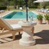 Christopher Knight Home Ravello 18″ Lightweight Concrete End Table, Indoor Outdoor Accent Table, Round Side Table with Natural Travertine Effect and Umbrella Base, Patio Outdoor Side Table, Natural