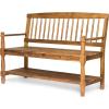 Great Deal Furniture Christopher Knight Home Cody Outdoor Acacia Wood Bench with Shelf, Teak Finish