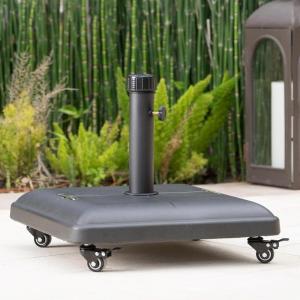 Christopher Knight Home Hayward Square Umbrella Base with Wheels, Lightweight Concrete Patio Umbrella Base, Black