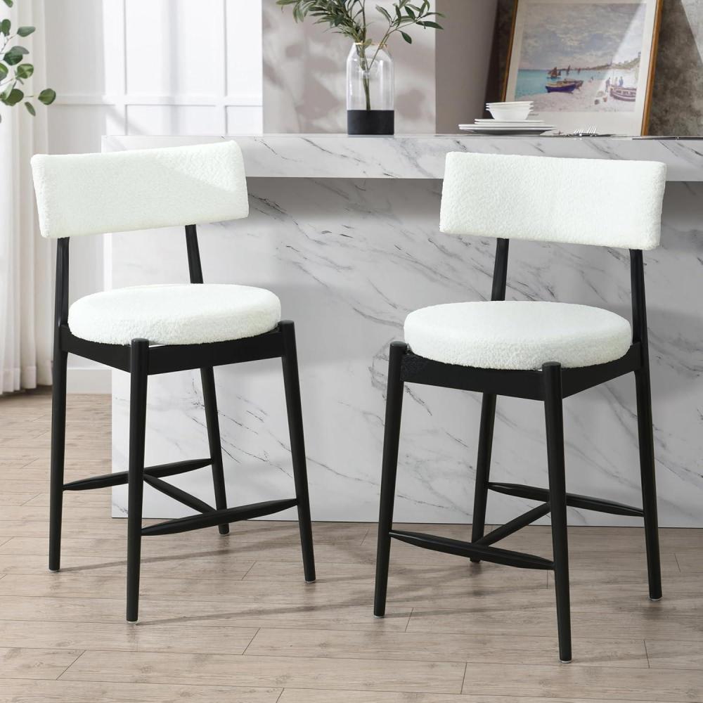 image:imageChristopher Knight Home Ebany 2550 H Barstools Set of 2 Upholstered Counter Stool Comfy Backrest Kitchen Stool Rubberwood Frame Stool Chair Bistro Chair for Kitchen Dining Room BeigeBrownBeigeblack