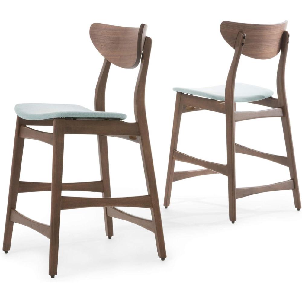 image:imageChristopher Knight Home Gavin Counter Chairs 2Pcs Set Mint  Walnut Finish