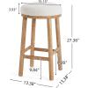Christopher Knight Home Aubrie Counter Height Bar Stools Set of 2, Boucle Fabric Round Bar Stool for Kitchen Island, Wooden Backless Dining Room Chair, Counter Stool with Footrest, Natural+Milky White(Natural+milky White)