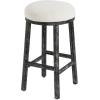 Christopher Knight Home Aubrie Counter Height Bar Stools Set of 2, Boucle Fabric Round Bar Stool for Kitchen Island, Wooden Backless Dining Room Chair, Counter Stool with Footrest, Natural+Milky White(Black+milky White)
