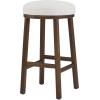 Christopher Knight Home Aubrie Counter Height Bar Stools Set of 2, Boucle Fabric Round Bar Stool for Kitchen Island, Wooden Backless Dining Room Chair, Counter Stool with Footrest, Natural+Milky White(Walnut+milky White)