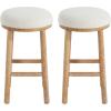 Christopher Knight Home Aubrie Counter Height Bar Stools Set of 2, Boucle Fabric Round Bar Stool for Kitchen Island, Wooden Backless Dining Room Chair, Counter Stool with Footrest, Natural+Milky White(Natural+milky White)