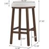 Christopher Knight Home Aubrie Counter Height Bar Stools Set of 2, Boucle Fabric Round Bar Stool for Kitchen Island, Wooden Backless Dining Room Chair, Counter Stool with Footrest, Natural+Milky White(Walnut+milky White)