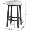 Christopher Knight Home Aubrie Counter Height Bar Stools Set of 2, Boucle Fabric Round Bar Stool for Kitchen Island, Wooden Backless Dining Room Chair, Counter Stool with Footrest, Natural+Milky White(Black+milky White)
