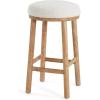 Christopher Knight Home Aubrie Counter Height Bar Stools Set of 2, Boucle Fabric Round Bar Stool for Kitchen Island, Wooden Backless Dining Room Chair, Counter Stool with Footrest, Natural+Milky White(Natural+milky White)